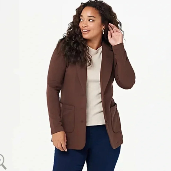 LISA RINNA Brushed French Terry Blazer - Picture 1 of 9